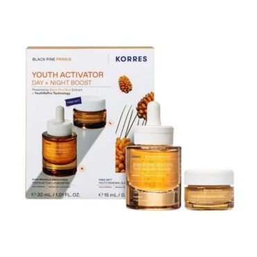 Korres Promo Black Pine Primus 6xha Wrinkle Smoothing Youth Activator Booster 30ml & Δώρο Youth Renewal Sleeping Facial 15ml