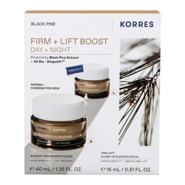 Korres Promo Black Pine Firm + Lift Boost Bounce Firming Moisturizer 40ml & Δώρο Plump-Up Sleeping Facial 15ml
