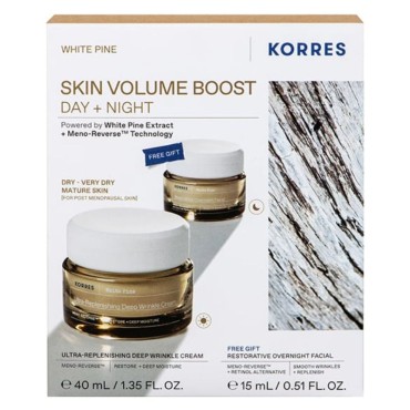 Korres Promo White Pine Skin Volume Boost Ultra-Replenishing Deep Wrinkle Cream 40ml & Δώρο Restorative Overnight Facial 15ml