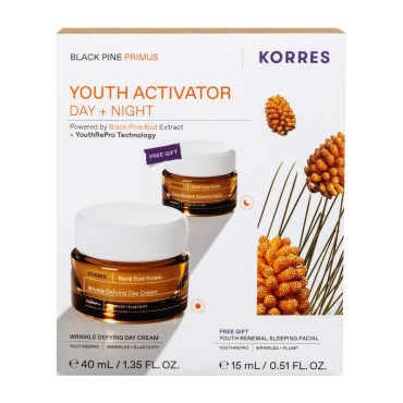 Korres Promo Black Pine Primus Youth Activator Wrinkle Defying Day Cream 40ml & Δώρο Youth Renewal Sleeping Facial 15ml