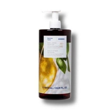 Korres Shower Gel Αφρόλουτρο Βασιλικός Λεμόνι 1000ml