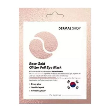 Dermal Rose Gold Glitter Foil Eye Mask X 1 Pair 4gr