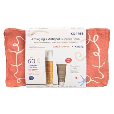 Korres Suncare Ritual Set Red Grape Daily Sunscreen Face Cream Spf50 50ml & Black Pine Bounce Firming Moisturizer 20ml & Νεσεσέρ