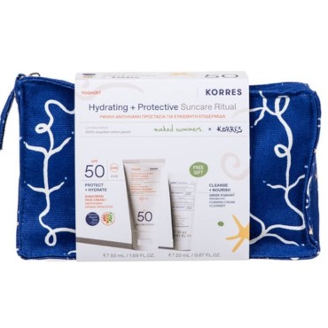 Korres Suncare Ritual Set - Sunscreen Face Cream Spf50 50ml & Foaming Cream Cleanser 20ml & Νεσεσέρ