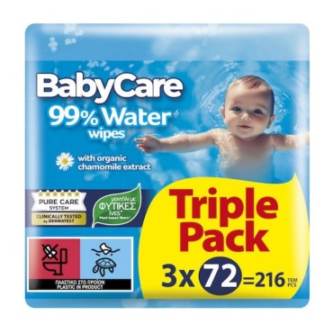 Babycare Μωρομάντηλα 99% Water Triple Pack 3 X 72τεμ