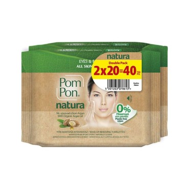 Pom Pon Natura Make Up Remover Wipes 2x20τμχ