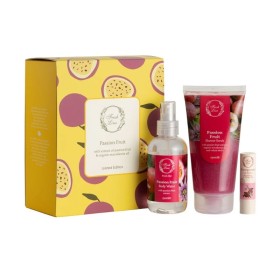 Fresh Line Passion Fruit Shower Scrub 150ml & Passion Fruit Body Water 150ml Lip Balm Pomegranate 5.4g